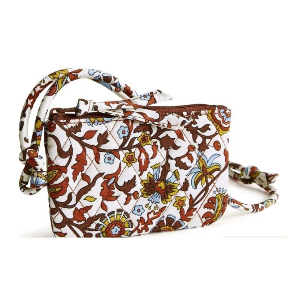 Vera Bradley Cotton Zip Card Pouch & Lanyard Marrakesh Vines Cream New 5"x3" NWT - Picture 2 of 2